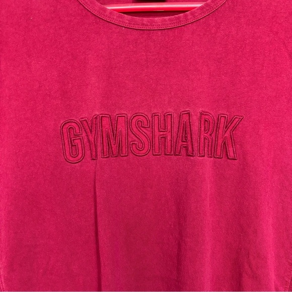 Gymshark Men's Large Spellout Red T Shirt Short Sleeve Activewear Gym Workout - Picture 3 of 8